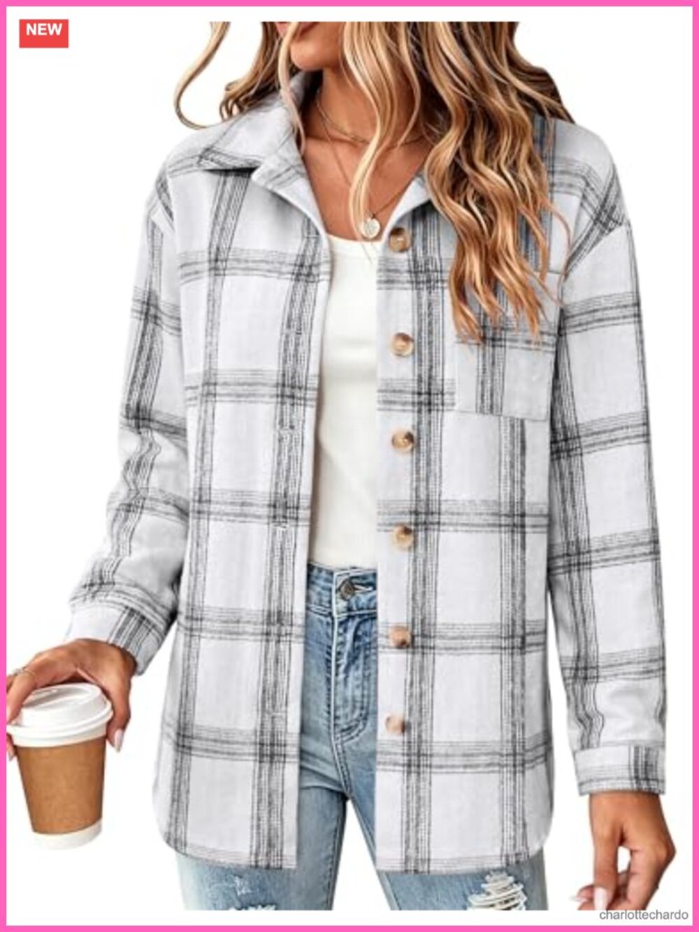 Zeagoo Flannel Shacket Jacket Plaid Button Down Long Sleeve Shirt